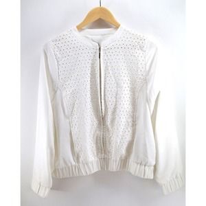 Elle Bright White Tropic Fresh Eyelet Jacket Size‎ M